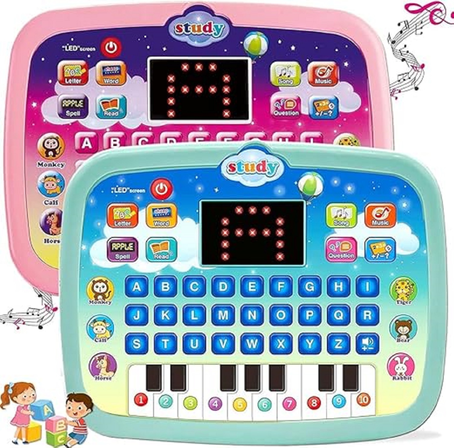 Braintastic Laptop Computer Plus Piano with Led Screen, Music, Fun Toy Activities, Educational & Learning Toy for Kids 1-6 Years