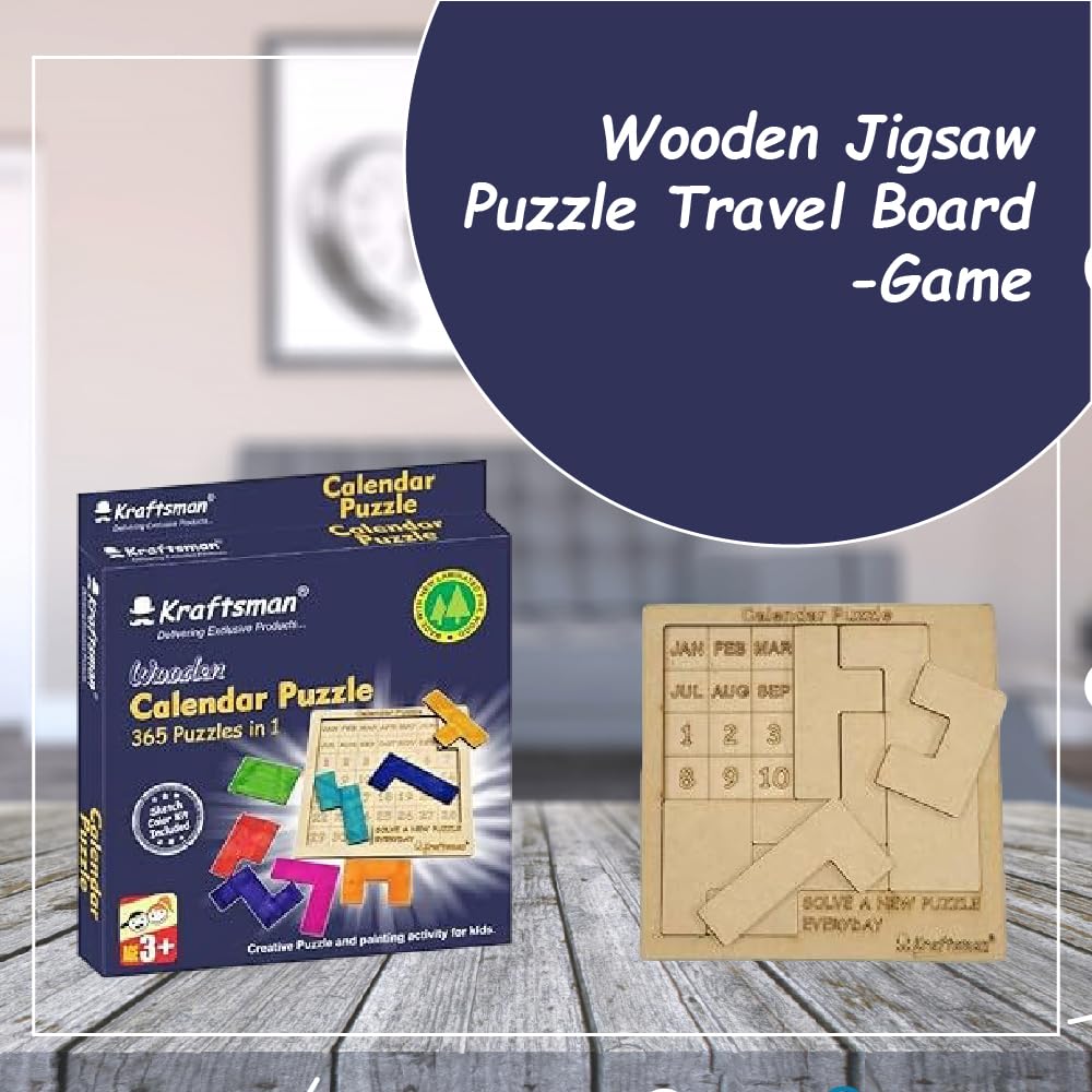 Braintastic Wooden Jigsaw Puzzle Travel Board Game Learning & Creative Educational Intelligence Brain Games Sorting Puzzle Toys for Kids (Calendar Puzzle PO4)