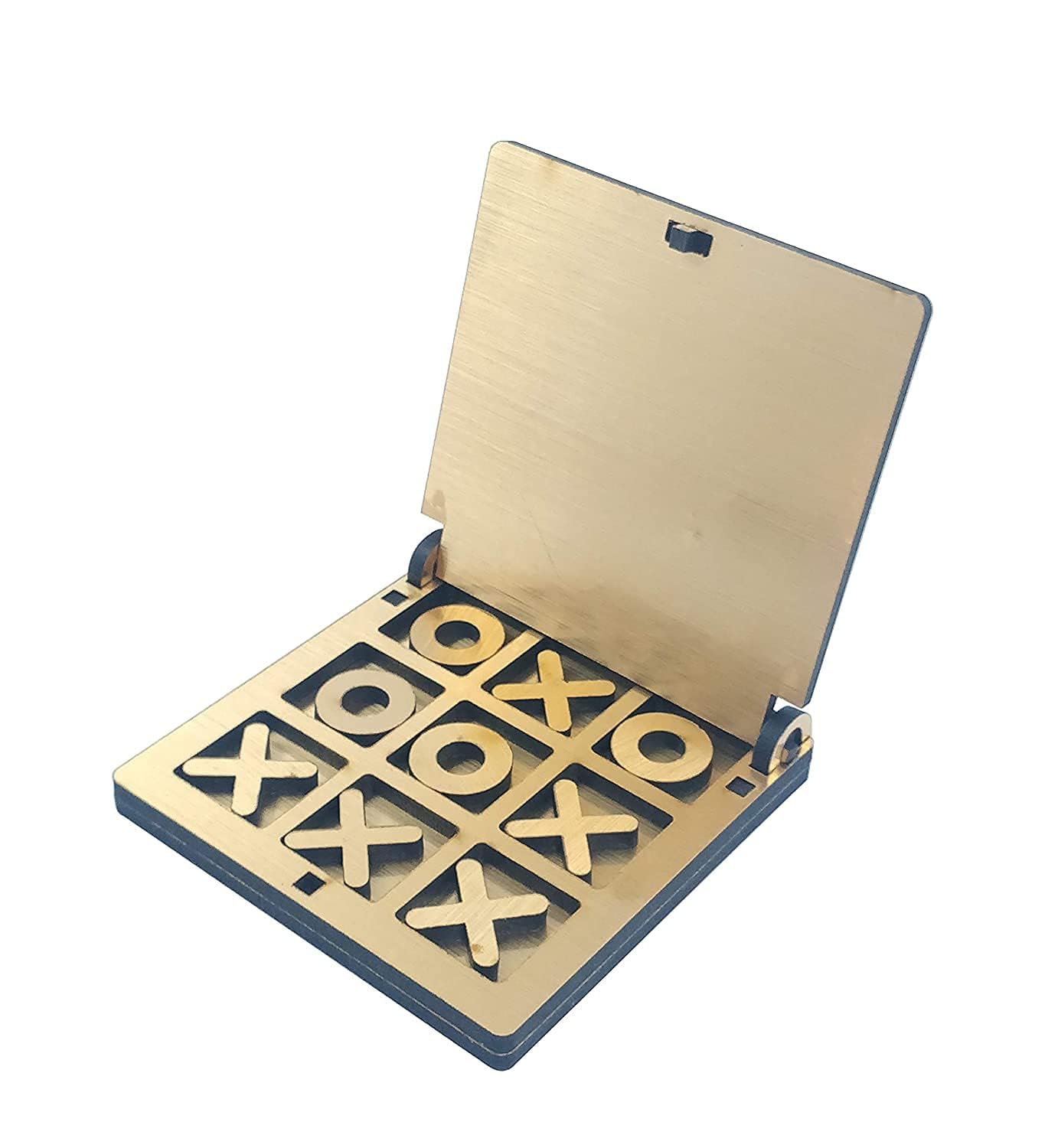Braintastic Wooden Tic Tac Toe Portable Game for Kids and Adults (Golden Mirror Shade -Pack of 12)