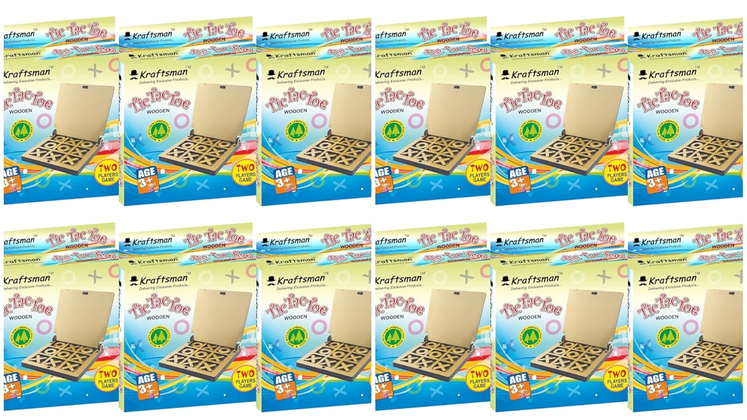 Braintastic Wooden TIC TAC Toe Puzzle Travel Board Game Learning & Creative Educational Intelligence Brain Games for Kids (Pack of PO24)