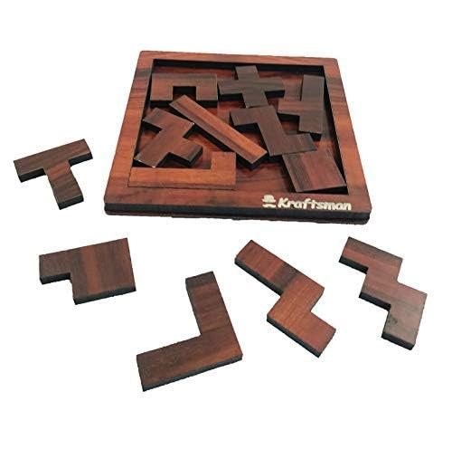 Braintastic Wooden Puzzle Portable Pack of 8 Different Puzzle for Birthday Return Gifts Party Pack, Travel Board Game, Return Favors with Travel Pouch for All Age Group