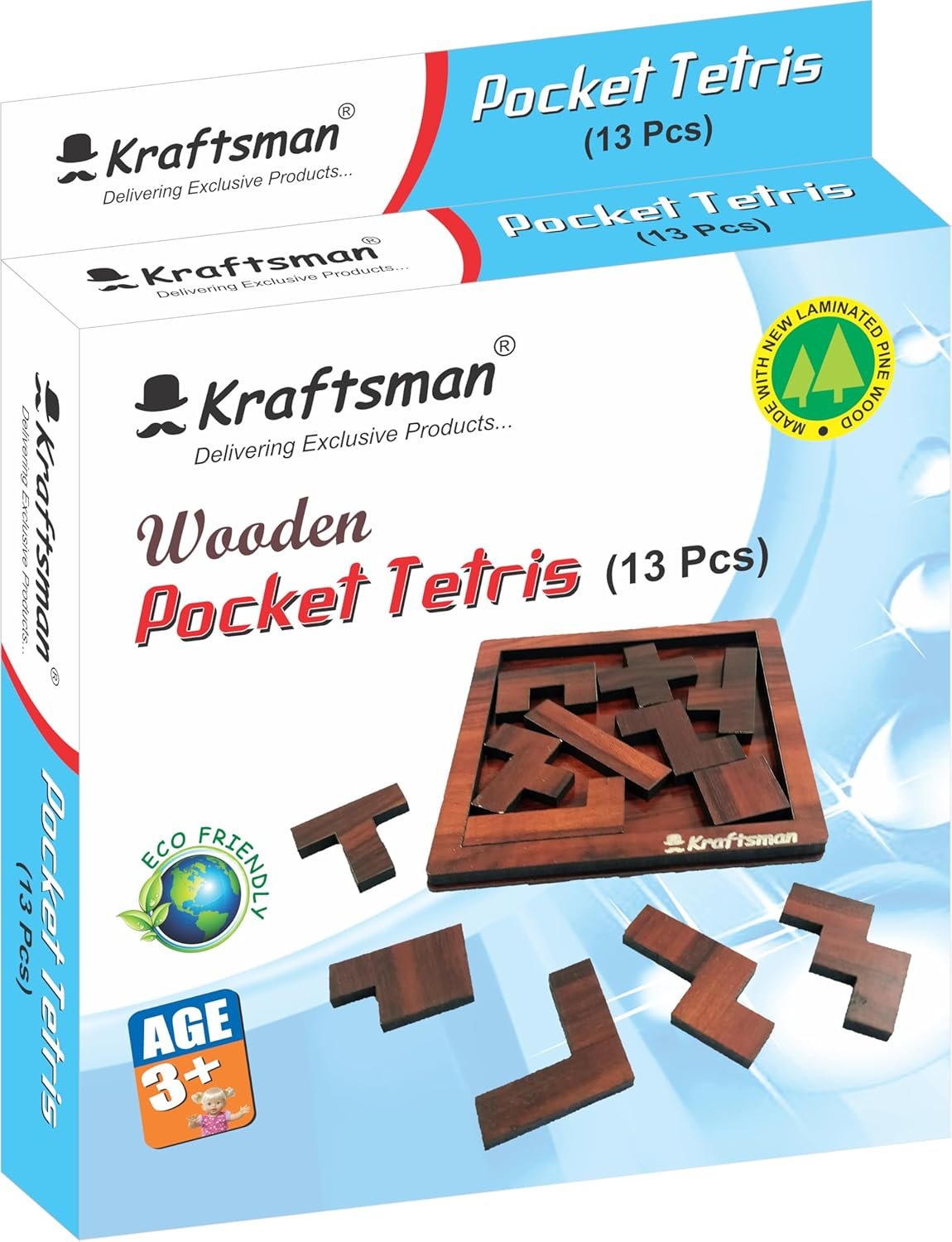 Braintastic Wooden Puzzle Portable Pack of 8 Different Puzzle for Birthday Return Gifts Party Pack, Travel Board Game, Return Favors with Travel Pouch for All Age Group
