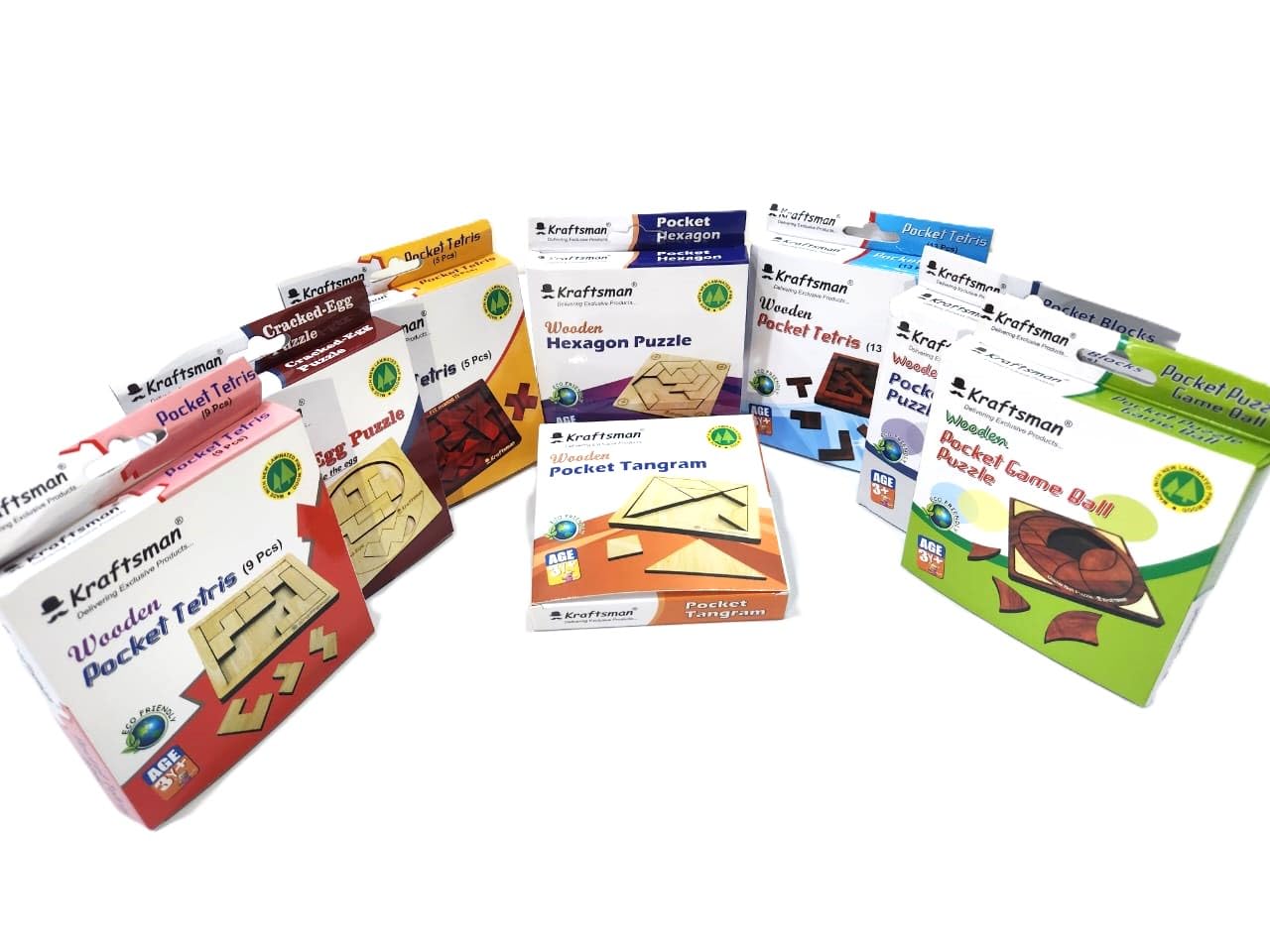 Braintastic Wooden Puzzle,Travel Board Game Learning & Creative Educational Intelligence Brain Games, Pack of 24(3x8 DIY) for Birthday Return Gifts Party Pack with Travel Pouch for All Age Group