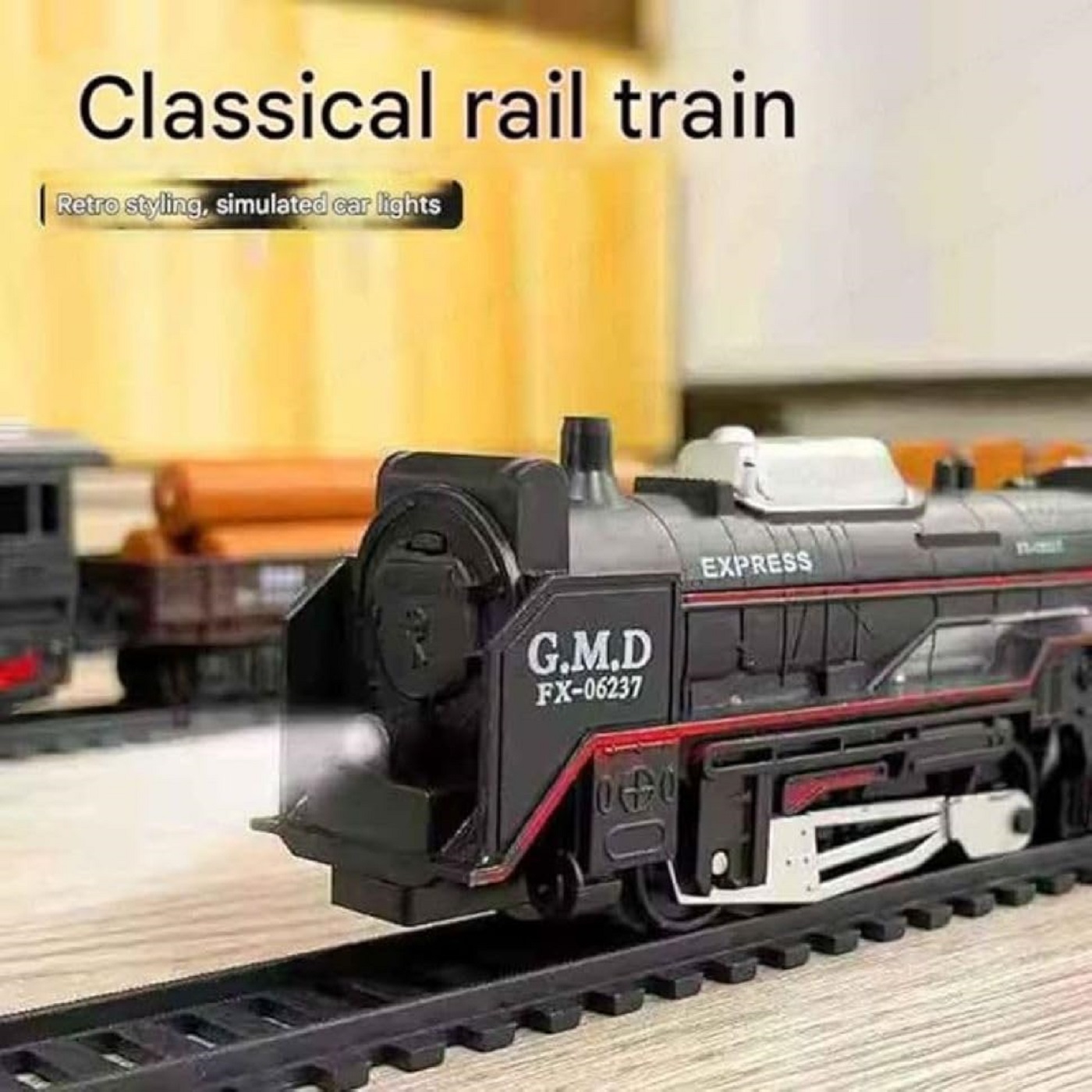 Braintastic Railking Classical Train with Sound, Light, & Water Smoke for Kids, Rechargeable 21 Pieces Set Includes Tracks, Locomotive,Boxcar, Passenger car for Kids