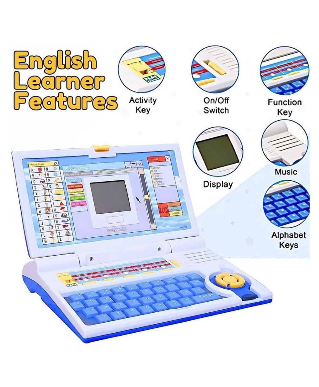 Braintastic English Learner Kids Laptop with Mouse Control, 20 Activities for Learn & Play for 3+ Year Old Boys Girls (Multicolor)