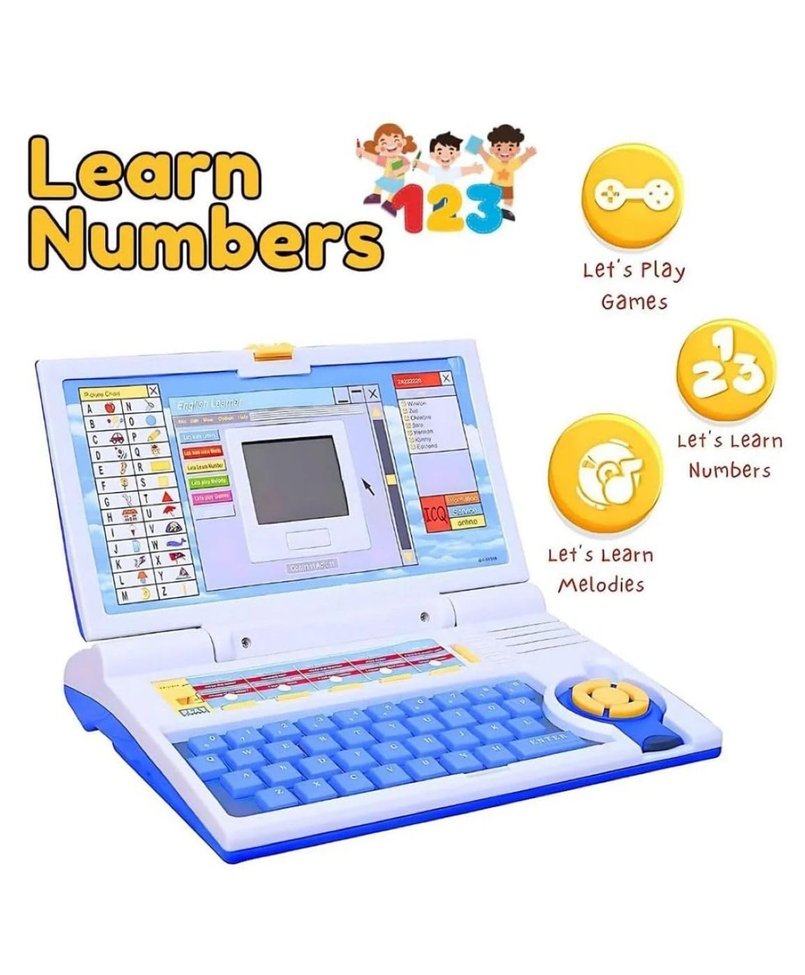 Braintastic English Learner Kids Laptop with Mouse Control, 20 Activities for Learn & Play for 3+ Year Old Boys Girls (Multicolor)