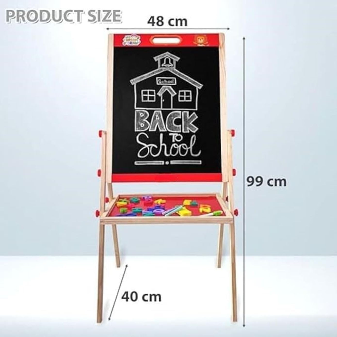 Braintastic 3-in-1 Wooden Easel with Chalkboard & Whiteboard, Marker, Duster, Chalk & Magnetic Letters – Adjustable Double-Sided Drawing Board with Storage Tray – Educational Learning Station for Toddlers & Children