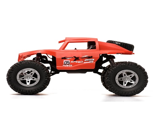 Braintastic Off Roader Rechargeable Remote Control Car, 4 Wheel Metal Alloy Phantom Rock Crawler, Headlights Modes, Made in India (Red Color)