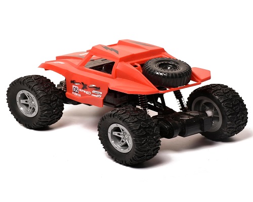 Braintastic Off Roader Rechargeable Remote Control Car, 4 Wheel Metal Alloy Phantom Rock Crawler, Headlights Modes, Made in India (Red Color)