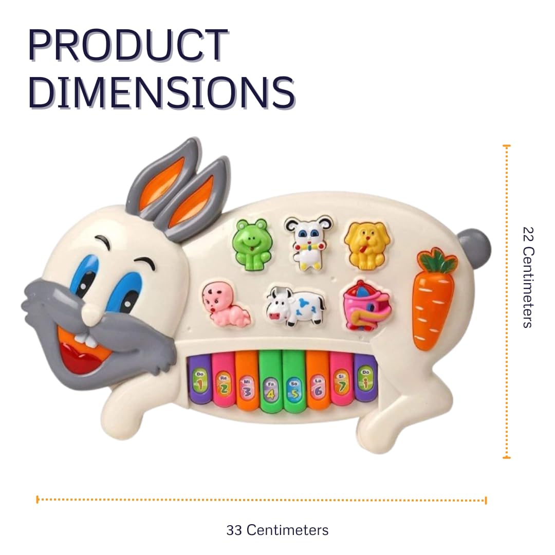 Braintastic Rabbits Musical Piano for Kids | Electronic Keyboard with Mic, Lights & Sounds | Educational Music Toy for Boys & Girls