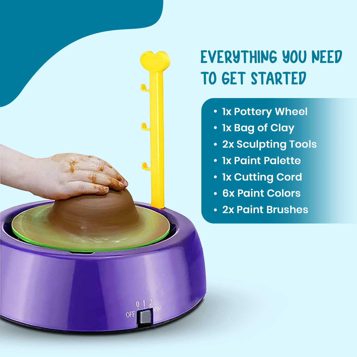 Braintastic Pottery Wheel Battery Operated with Clay Learning and Education Toys Game Multicolor for Kids Boys and Girls