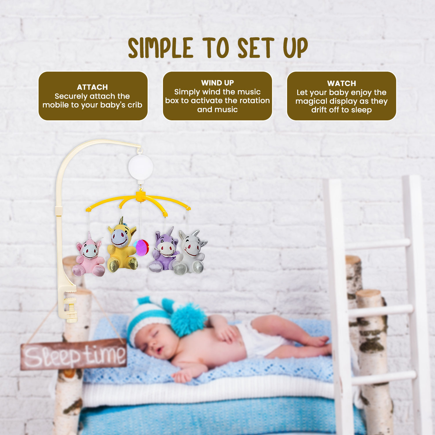 Braintastic Musical Baby Cot Mobile Hanger for Bed Jhumar/Cradle/Cot Automatic Rotating Toy|Soft Soothing Sound| Pleasant Baby Shower Gift| Develops Baby's Senses of Sound & visuals|0-2 yrs(Unicorn)