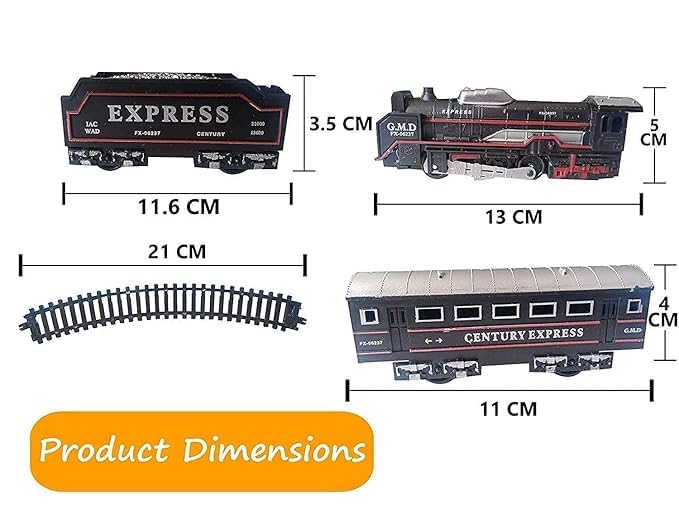 Braintastic Battery Operated Toy Train Set with Engine, 1 Locomotive,10 Sets of Tracks,1 Boxer and1 Passenger Car Railway-13 Pcs with Headlight (Engine Train Small)