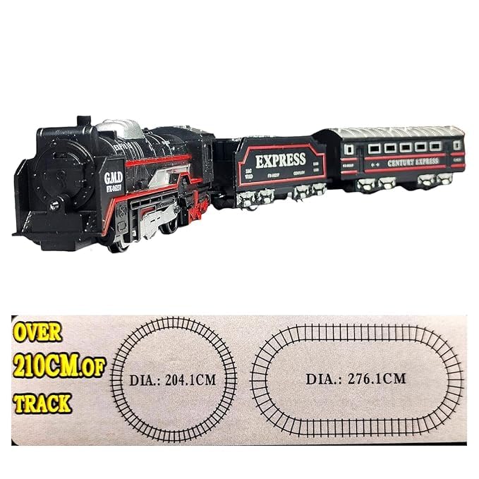 Braintastic Battery Operated Toy Train Set with Engine, 1 Locomotive,10 Sets of Tracks,1 Boxer and1 Passenger Car Railway-13 Pcs with Headlight (Engine Train Small)