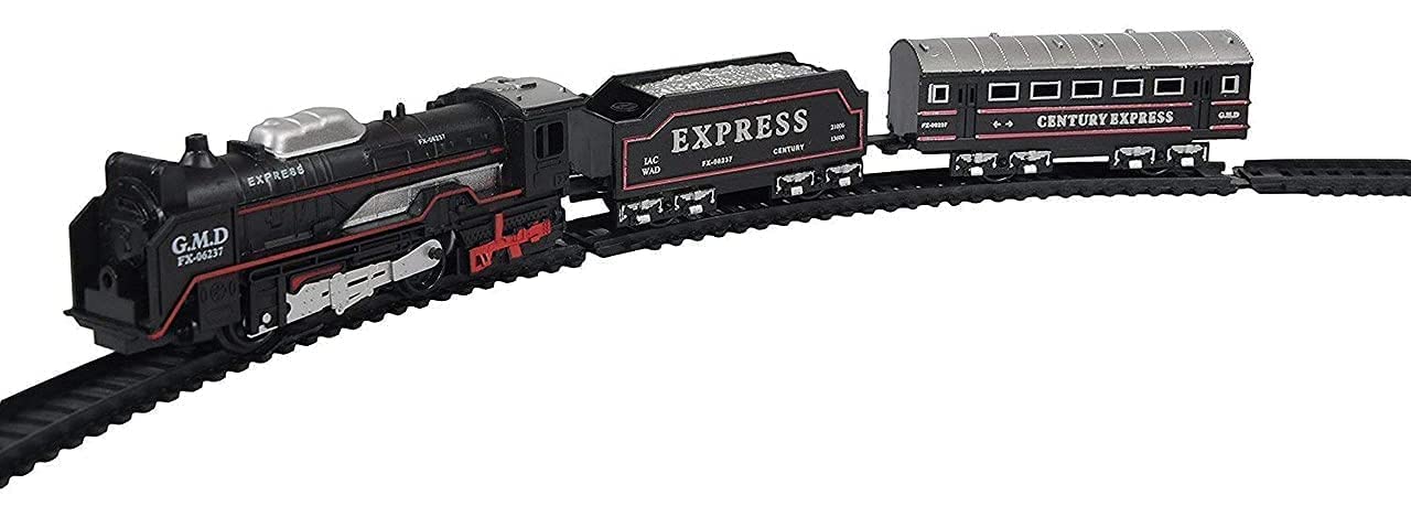 Braintastic Battery Operated Toy Train Set with Engine, 1 Locomotive,10 Sets of Tracks,1 Boxer and1 Passenger Car Railway-13 Pcs with Headlight (Engine Train Small)