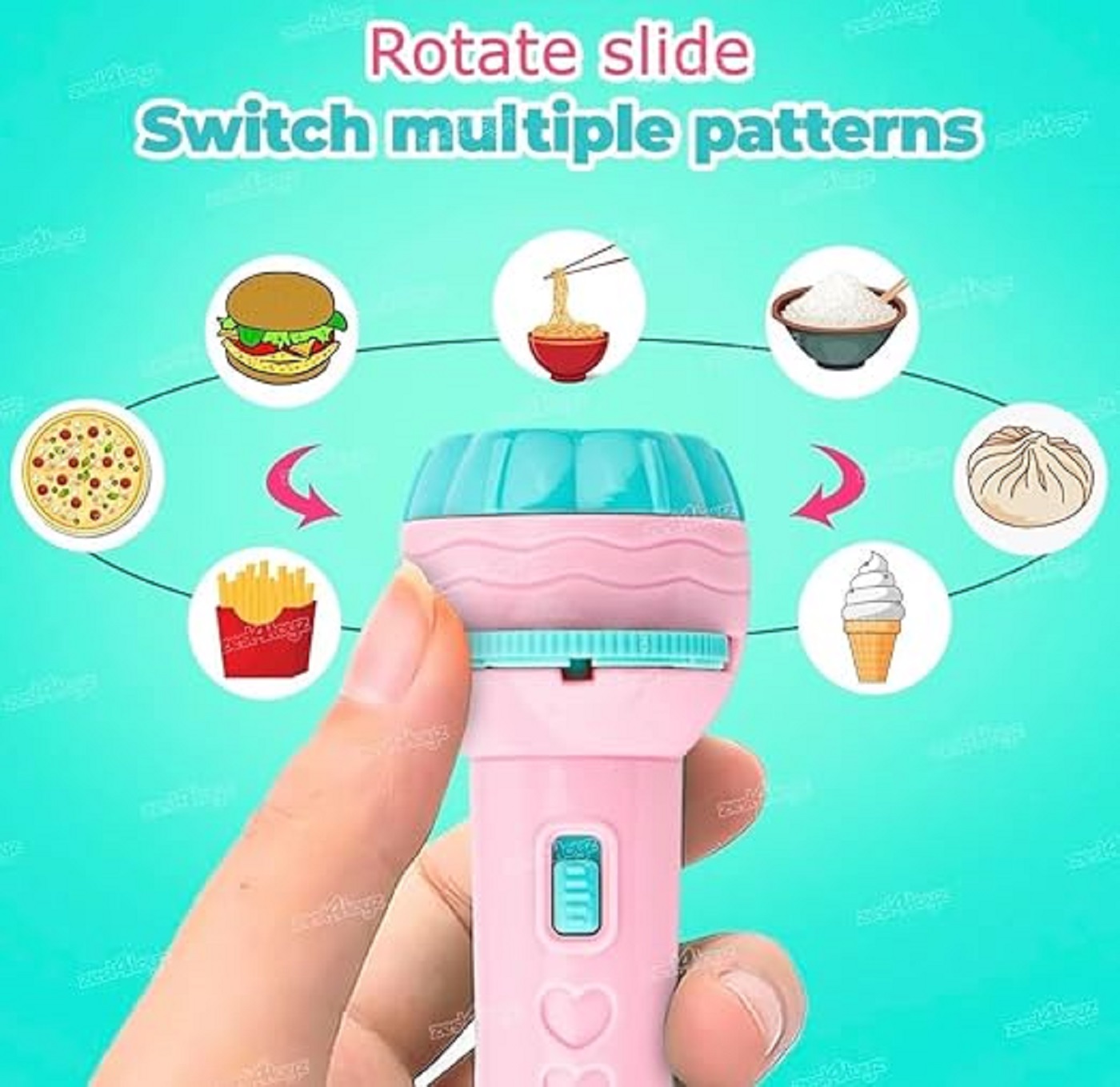 Braintastic Kids Projector Flashlight Toy, 24 Pattern Slides with Animal Designs, Educational Learning Torch, Multicolour (Flashlight PO1)