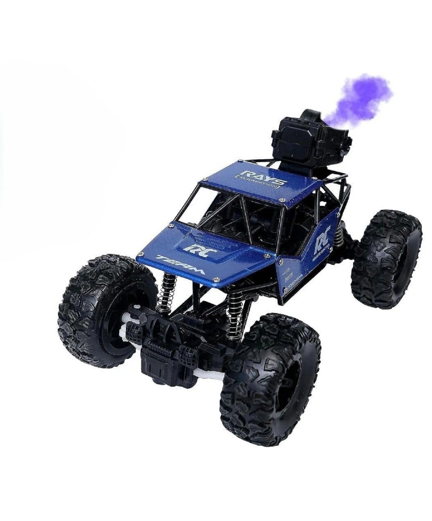 Braintastic Rechargeable Remote Control Rock Crawler Car with Mist Smoke,Monster Truck with Spray for Kids, RC High Speed 4x4 Off-Road Car