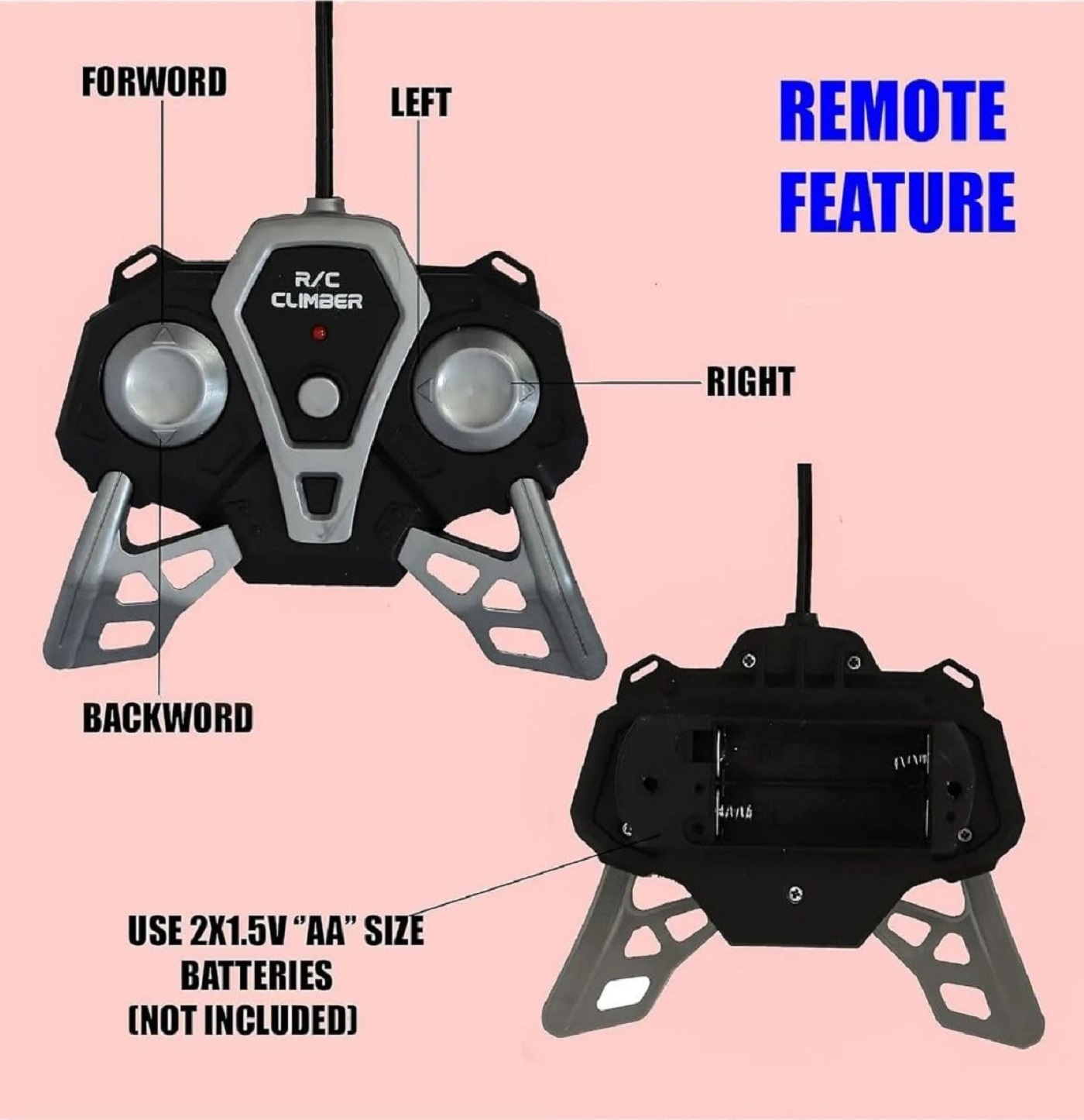 Braintastic Rechargeable Remote Control Rock Crawler Car with Mist Smoke,Monster Truck with Spray for Kids, RC High Speed 4x4 Off-Road Car