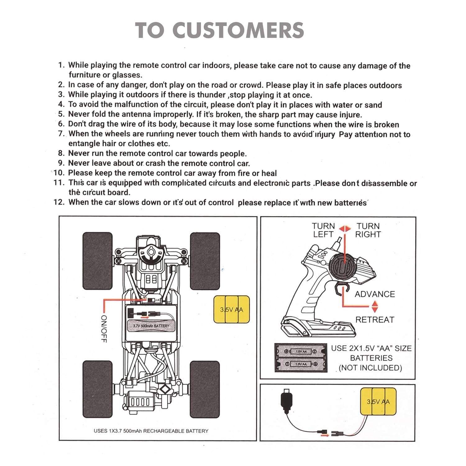 Braintastic Rechargeable Remote Control Rock Crawler Car with Mist Smoke,Monster Truck with Spray for Kids, RC High Speed 4x4 Off-Road Car
