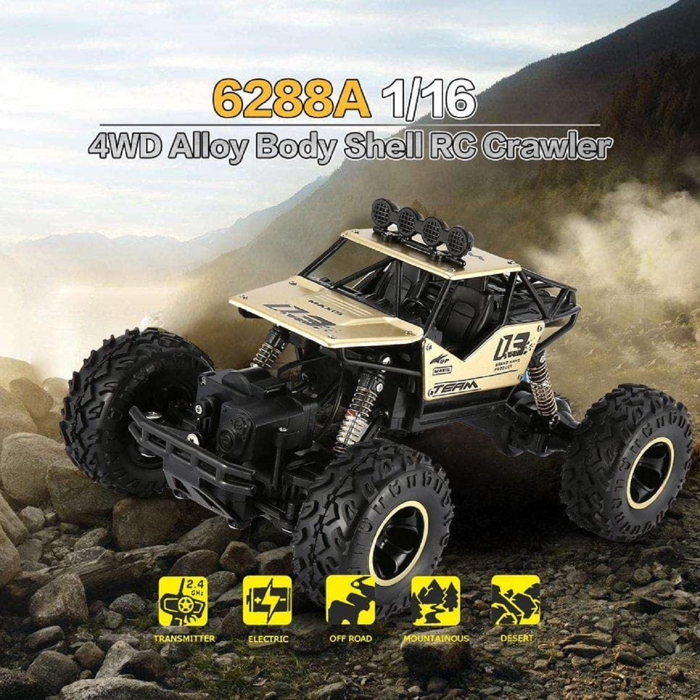 Braintastic 1:16 Remote Control Car for Kids with Mist Smoke Spray Function, Off Roader Rechargeable Monster Truck,High Speed Climbing Toy Vehicle Car for Boys & Girls-Multicolor