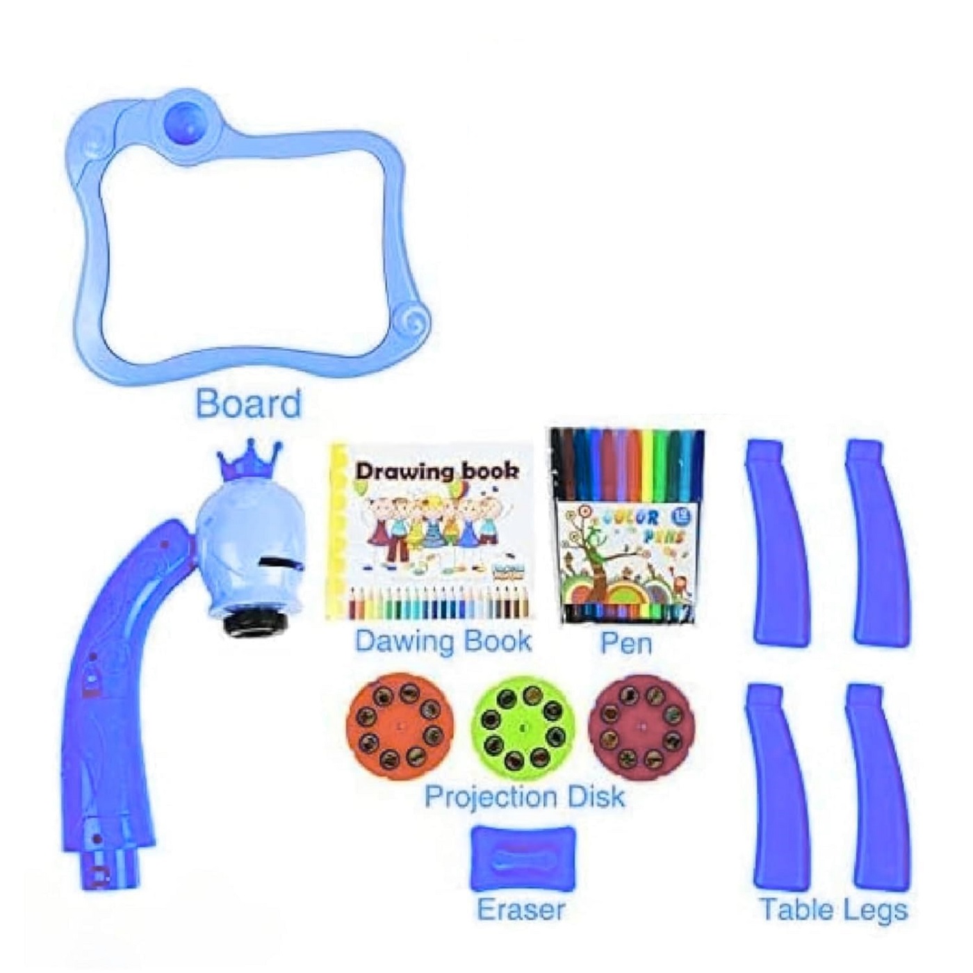 Braintastic Toy Projector Drawing Board for Kids | LED Light & Music Art Projector Table | Trace and Draw Learning Toy | Creative Painting & Drawing Set for Kids (Blue)