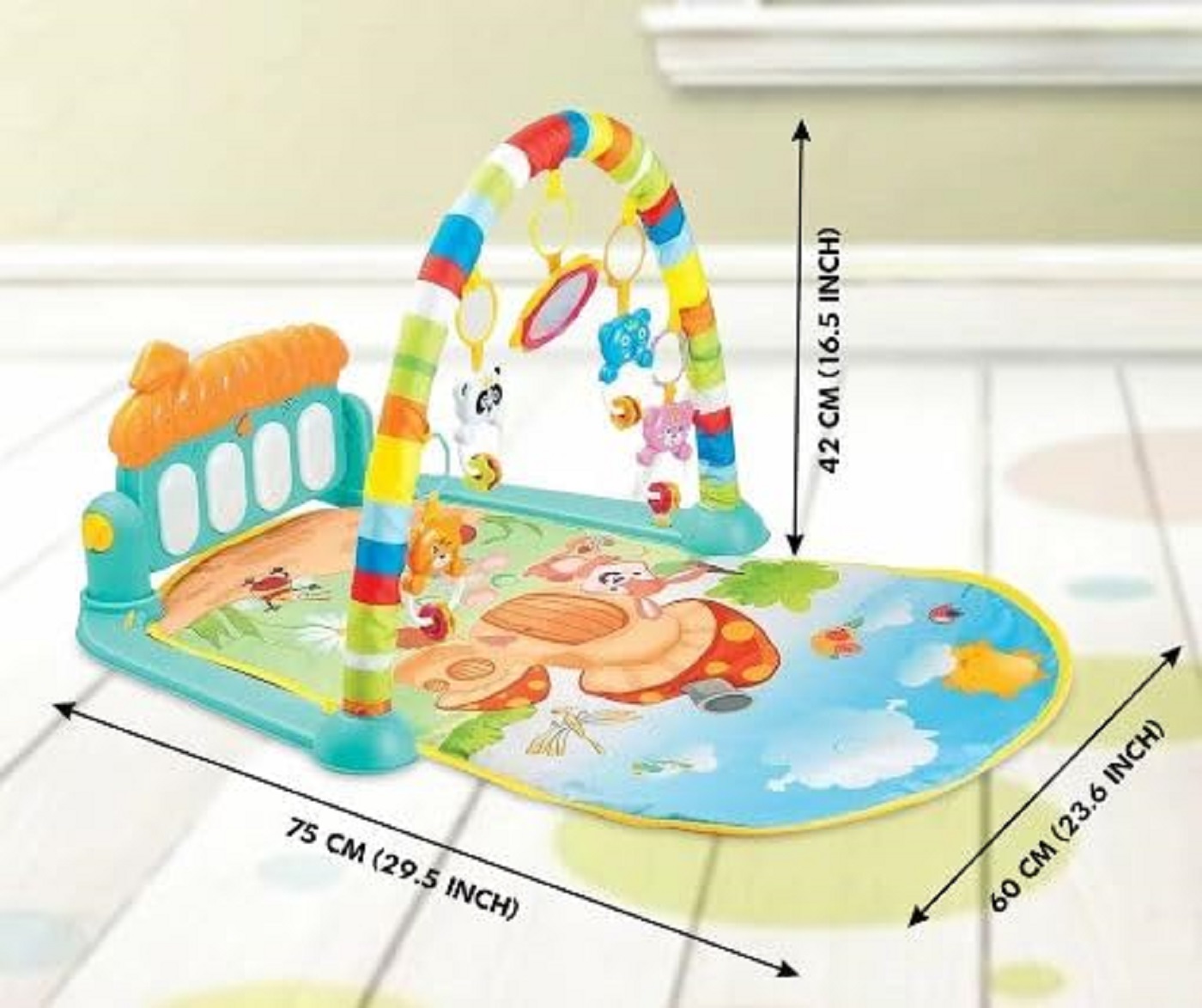 Braintastic Baby Kick and Play Piano Gym | Musical Activity Mat with Hanging Toys, Lights & Fitness Rack for Newborns & Toddlers 0–36 Months