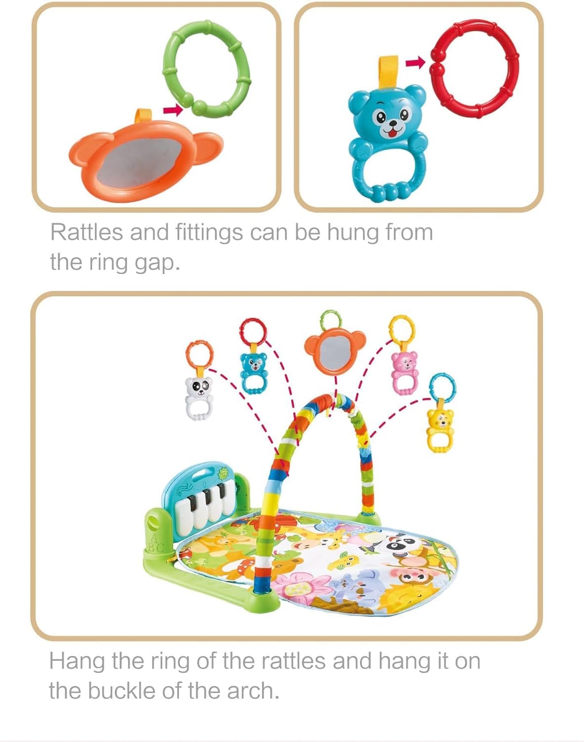 Braintastic Baby Kick and Play Piano Gym | Musical Activity Mat with Hanging Toys, Lights & Fitness Rack for Newborns & Toddlers 0–36 Months