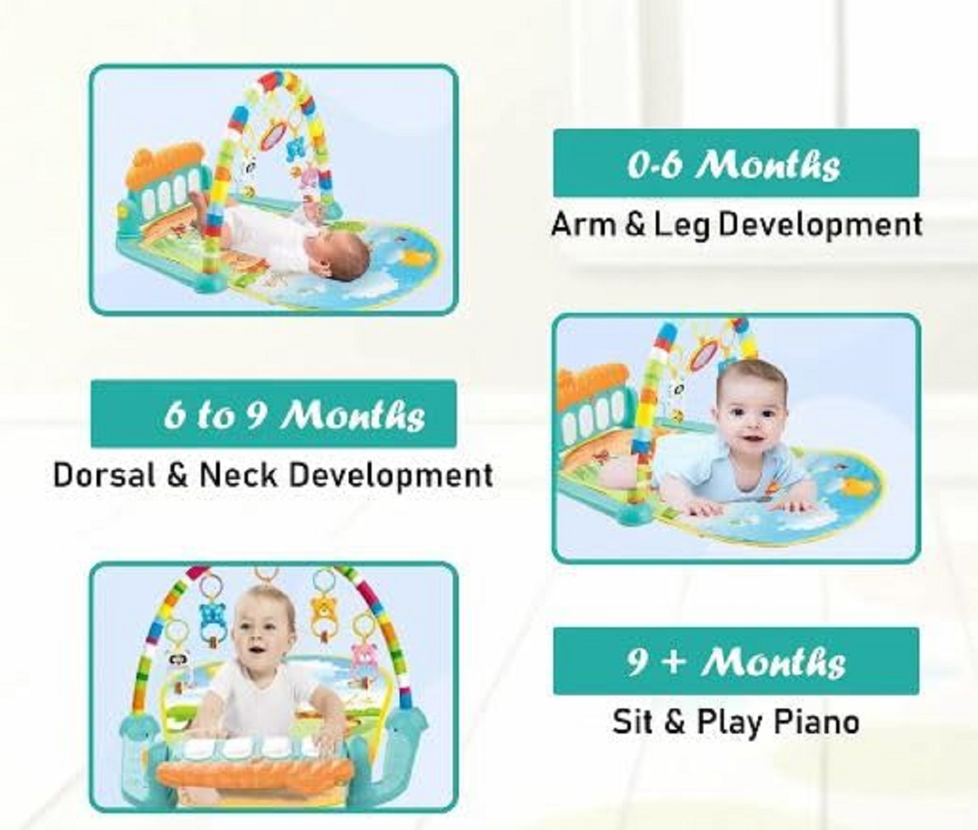 Braintastic Baby Kick and Play Piano Gym | Musical Activity Mat with Hanging Toys, Lights & Fitness Rack for Newborns & Toddlers 0–36 Months