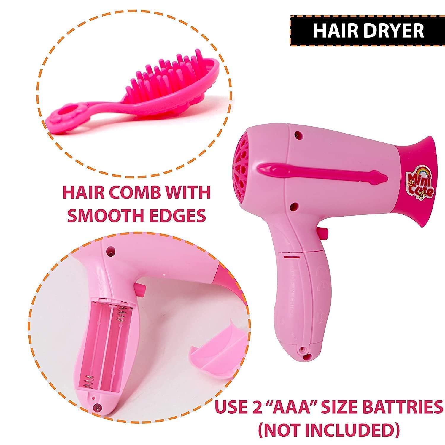 Braintastic Kids Kitchen Pretend Play Set | 6 Pcs Battery Operated Mini Household Appliances – Includes Sewing Machine, Washer, Vacuum Cleaner, Hair Dryer, Fan and Iron (Multicolor) (Household 6 Pcs)