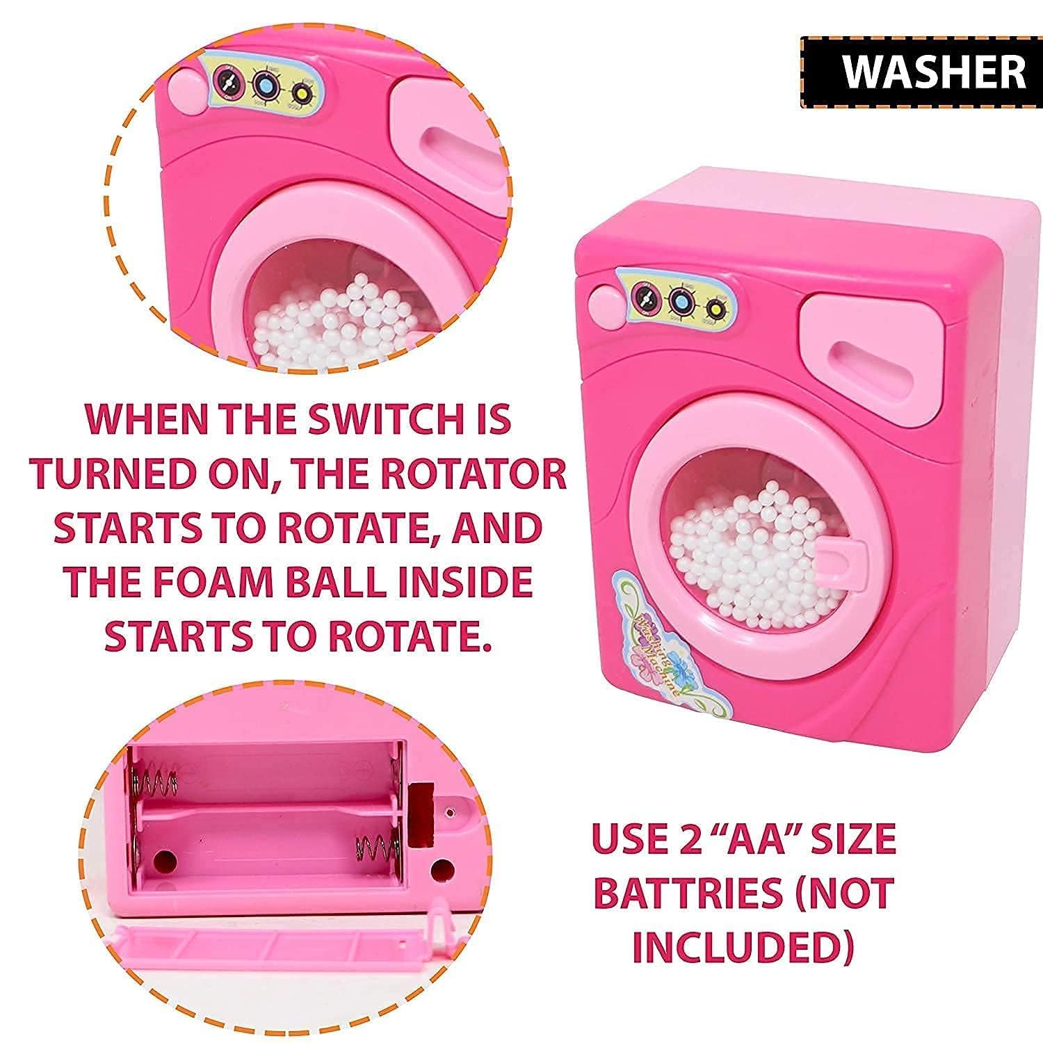 Braintastic Kids Kitchen Pretend Play Set | 6 Pcs Battery Operated Mini Household Appliances – Includes Sewing Machine, Washer, Vacuum Cleaner, Hair Dryer, Fan and Iron (Multicolor) (Household 6 Pcs)