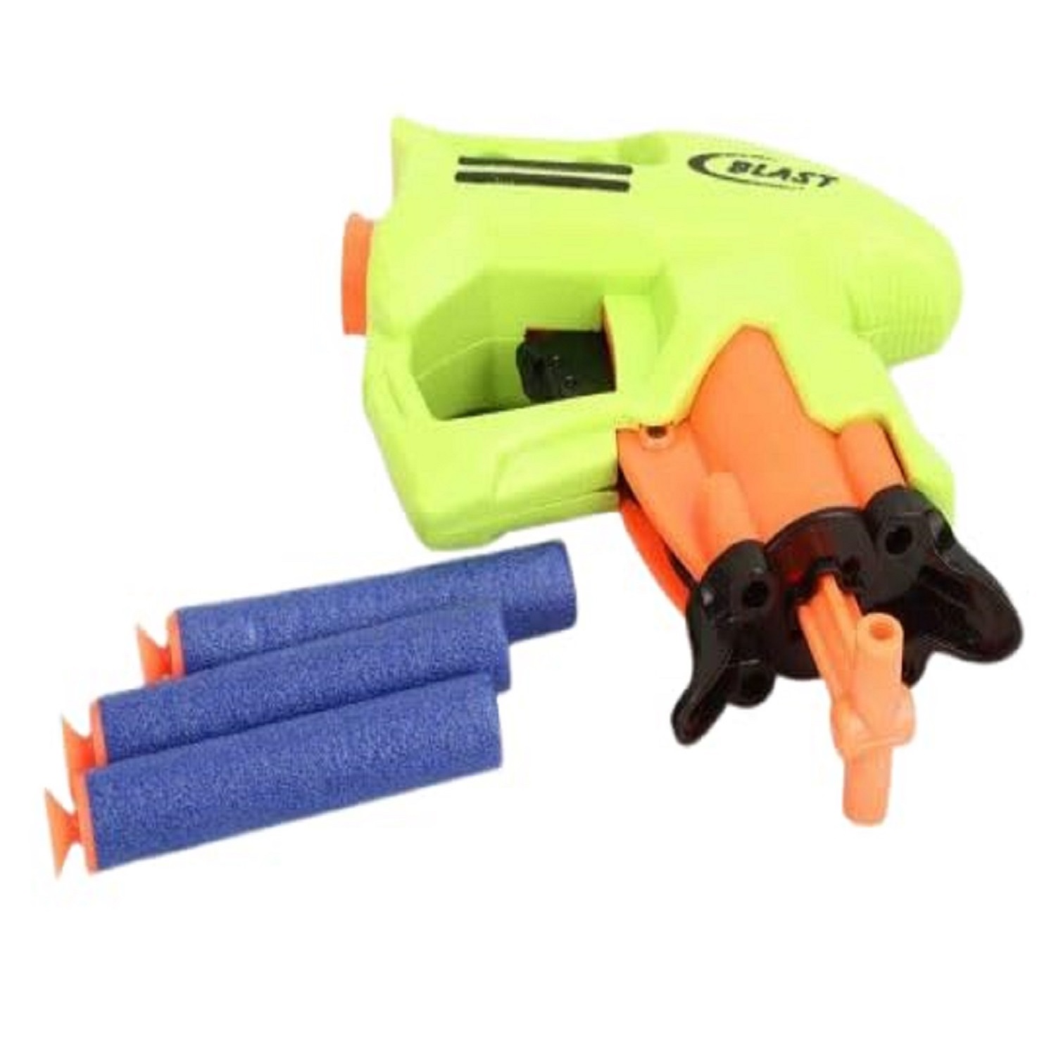 Braintastic Mini Soft Bullet Toy Gun for Kids | Medium Size Foam Dart Blaster | Includes 3 Soft Darts | Safe Shooting Toy for Boys & Girls (Green)