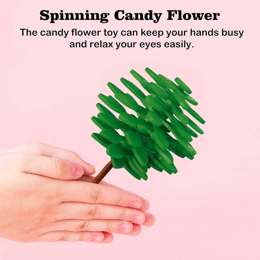 Braintastic Spinning Christmas Candy Tree Toy for Kids | Lollipop Hand Spinner | Rotating Leaf Fidget Toy– Green (PO1)