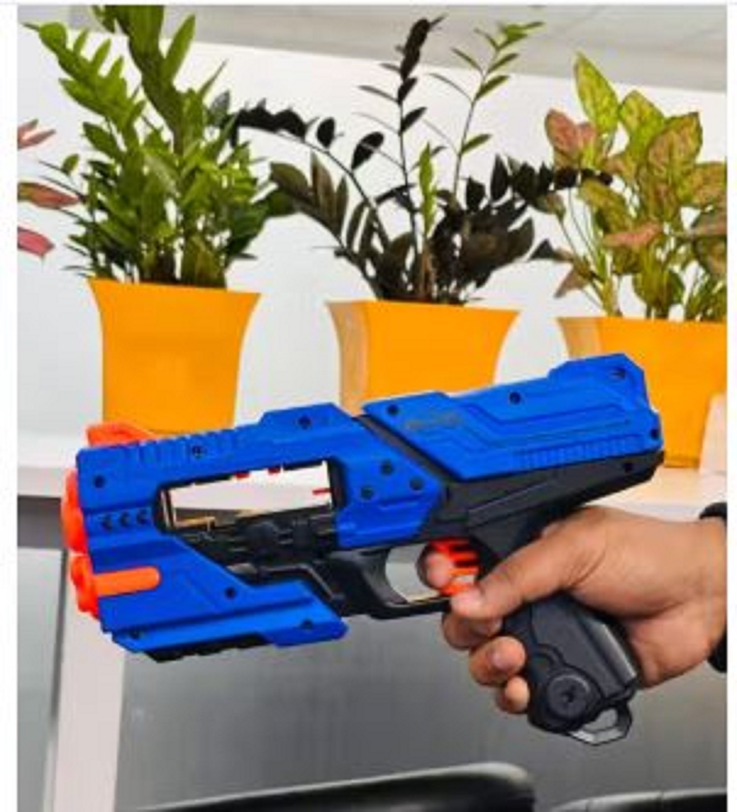 Braintastic Blaster Shots Soft Foam Bullet Gun Toy for Kids | 12 Foam Darts | Manual Projectile Launcher | Safe Indoor & Outdoor Play | Action Toy Gun for Boys & Girls (Ages 6+)