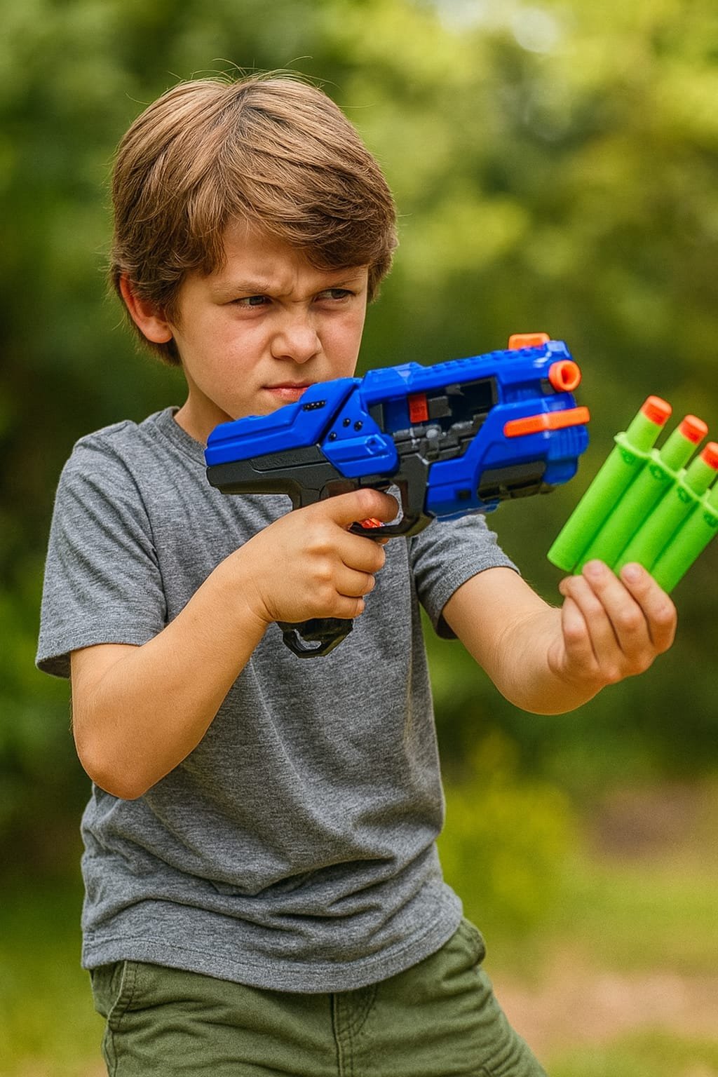 Braintastic Blaster Shots Soft Foam Bullet Gun Toy for Kids | 12 Foam Darts | Manual Projectile Launcher | Safe Indoor & Outdoor Play | Action Toy Gun for Boys & Girls (Ages 6+)