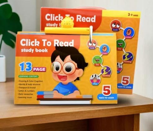 Braintastic Click to Read Interactive Learning Book for Kids | Talking Study Book with Sound Buttons | Early Education Toy for Toddlers & Preschoolers (3+ Years)