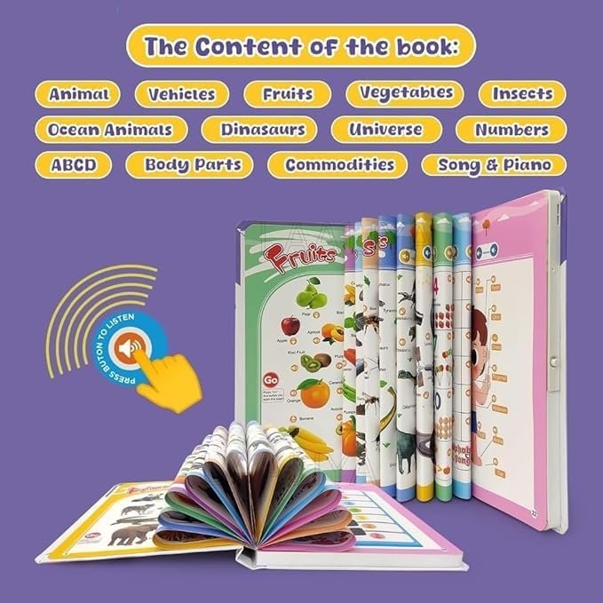Braintastic English Words Sound Book for Kids | 13 Learning Themes, 300+ Words | Interactive Talking & Musical Educational Book for Toddlers 3+ Years (English Word Sound Book)