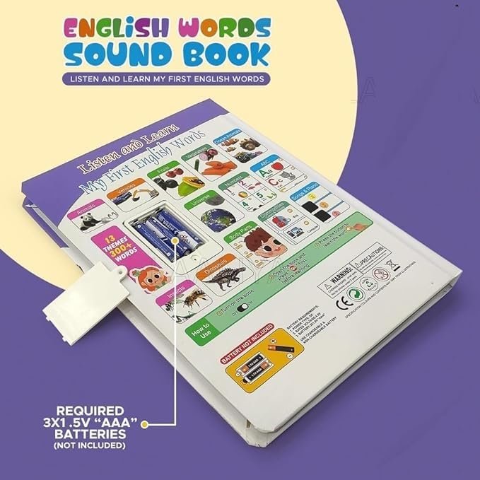Braintastic English Words Sound Book for Kids | 13 Learning Themes, 300+ Words | Interactive Talking & Musical Educational Book for Toddlers 3+ Years (English Word Sound Book)