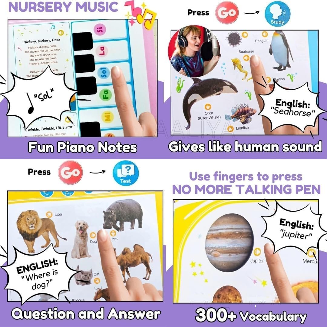 Braintastic English Words Sound Book for Kids | 13 Learning Themes, 300+ Words | Interactive Talking & Musical Educational Book for Toddlers 3+ Years (English Word Sound Book)