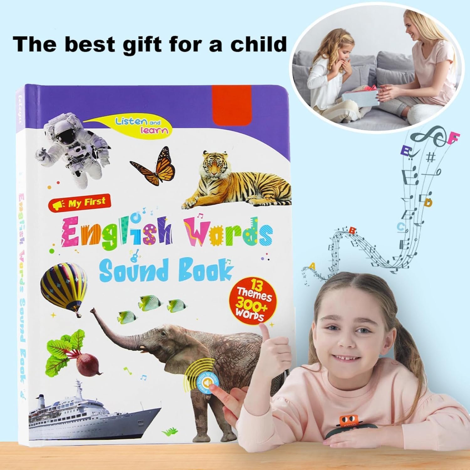 Braintastic English Words Sound Book for Kids | 13 Learning Themes, 300+ Words | Interactive Talking & Musical Educational Book for Toddlers 3+ Years (English Word Sound Book)