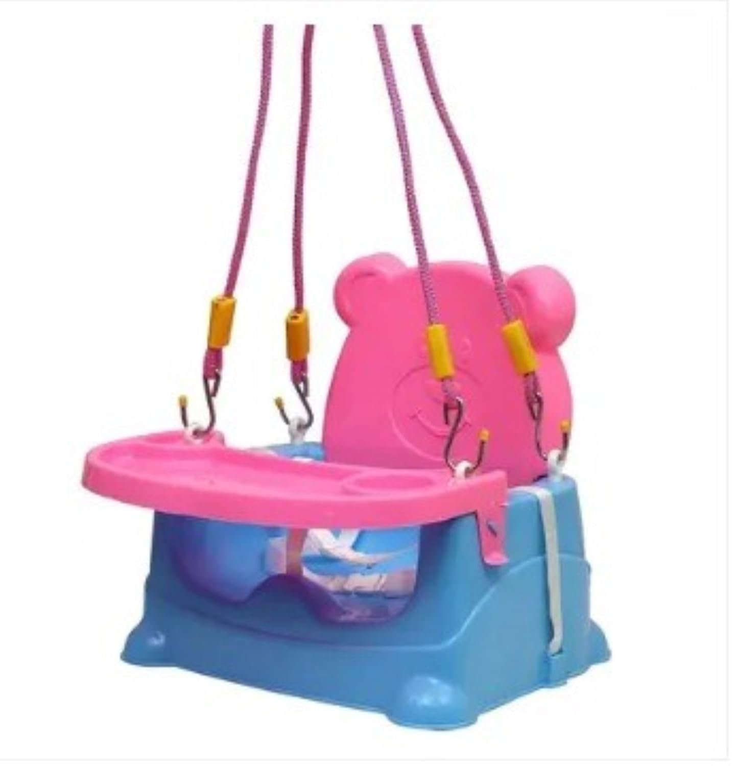 Braintastic 6-in-1 Multipurpose Baby Booster Seat Cum Hanging Swing Seat | Toddler Plastic Chair with Backrest & Safety Support | Feeding Seat with Long Ropes & Hooks for Boys & Girls (1–3 Years)