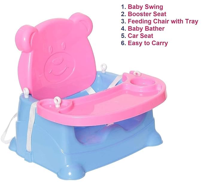 Braintastic 6-in-1 Multipurpose Baby Booster Seat Cum Hanging Swing Seat | Toddler Plastic Chair with Backrest & Safety Support | Feeding Seat with Long Ropes & Hooks for Boys & Girls (1–3 Years)
