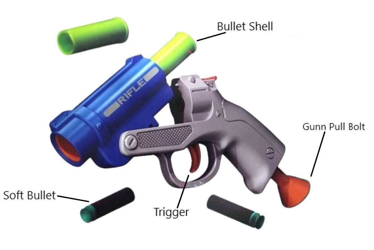 Braintatsic Kids Rifle Bullet Gun Toy with 3 Safe Darts, Fun Shooting Game for Boys & Girls