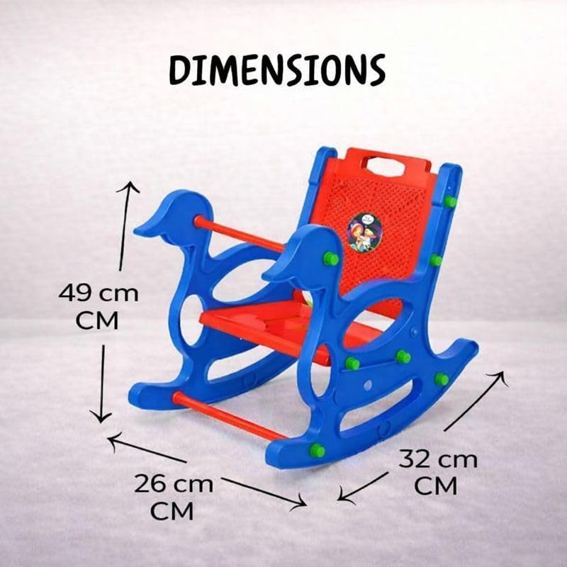 Braintastic Kids Plastic Baby Rocker Chair | Duck Design Rocking Toy with Handle & Backrest | Safe Indoor Rocker for Toddlers (Duck, Blue/Red)