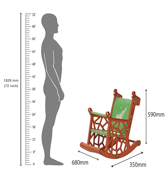Braintastic Kids Plastic Rocking Chair for Toddlers | Sturdy Indoor Rocker with Backrest & Smooth Curved Base | Safe & Durable Baby Rocking Toy for Boys & Girls (Giraffe, Orange/Green)