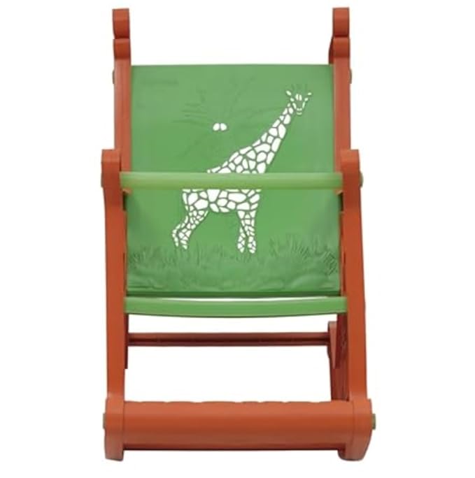 Braintastic Kids Plastic Rocking Chair for Toddlers | Sturdy Indoor Rocker with Backrest & Smooth Curved Base | Safe & Durable Baby Rocking Toy for Boys & Girls (Giraffe, Orange/Green)