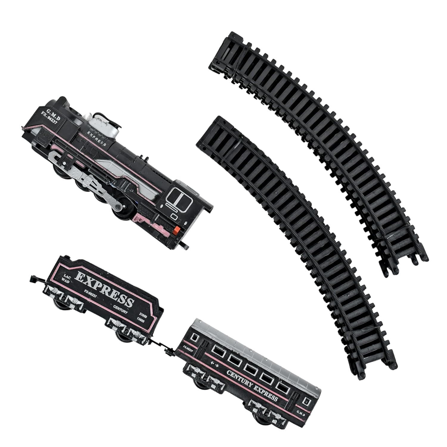 Braintastic Rail King Electric Train Set for Kids|16-Piece Classic Track Set with Light, Sound & Smoke|Rechargeable Battery Operated Track Train Toy for Boys & Girls