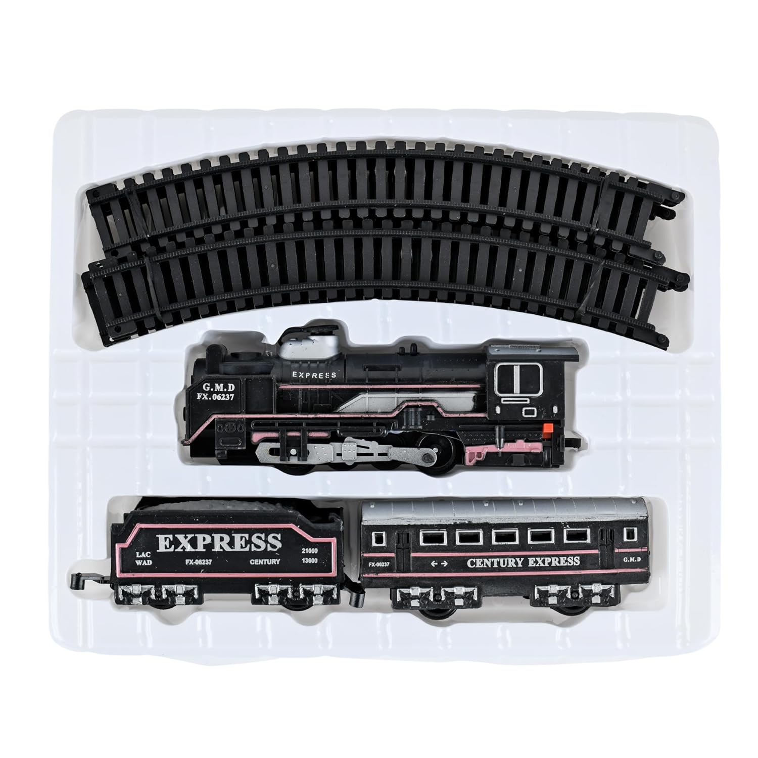 Braintastic Rail King Electric Train Set for Kids|16-Piece Classic Track Set with Light, Sound & Smoke|Rechargeable Battery Operated Track Train Toy for Boys & Girls