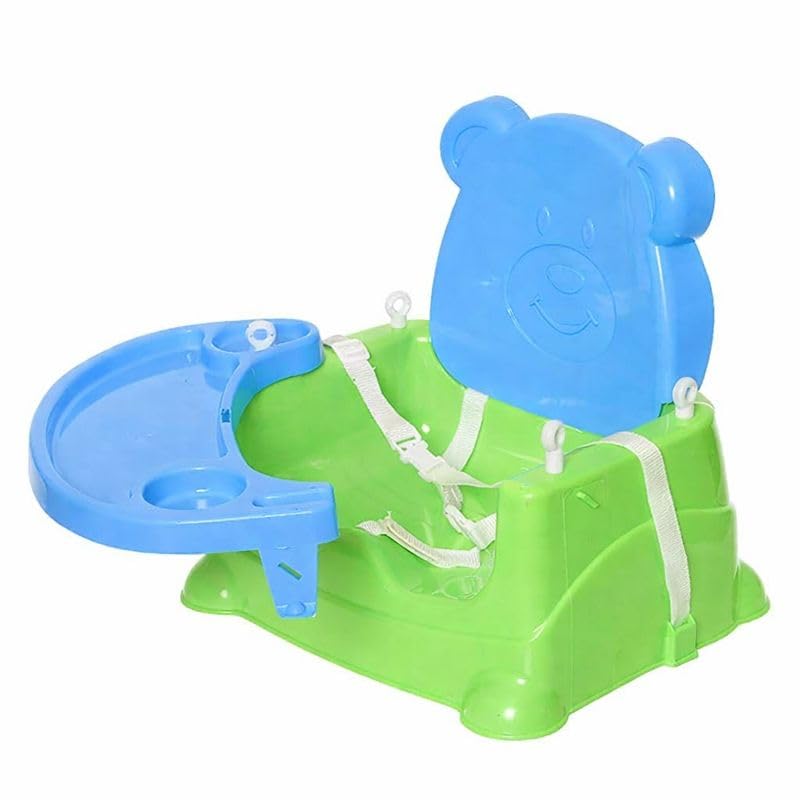 Braintastic Baby Booster Seat Cum Hanging Swing for Kids | 2-in-1 Toddler Feeding Chair with Tray, Rope and Wheels | Plastic Baby Seat for Infants 6 Months to 3 Years (Green)