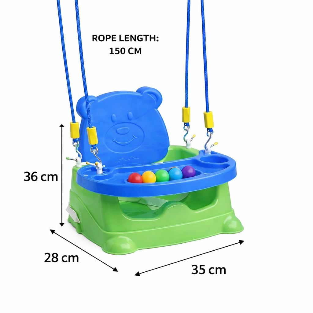 Braintatsic Baby Booster Seat Cum Feeding High Chair 6-in-1 | Toddler Floor Seat, Dining Chair & Play Seat | Detachable Tray, Safety Support |Green & Blue