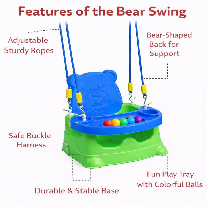 Braintatsic Baby Booster Seat Cum Feeding High Chair 6-in-1 | Toddler Floor Seat, Dining Chair & Play Seat | Detachable Tray, Safety Support |Green & Blue